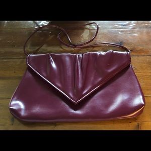 Purple Wine Color Vinyl Shoulder Strap Bag